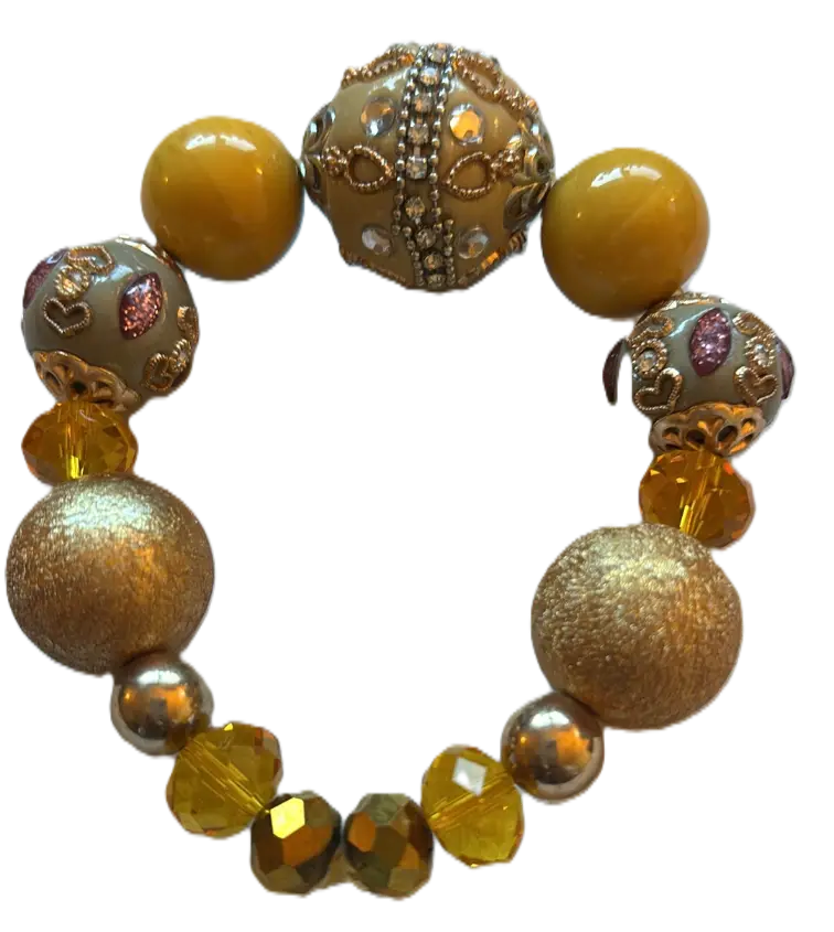 Handcrafted gold and amber beaded bracelet by Beautiful M Creations
